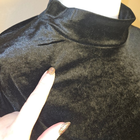 Impressions of California Black Velvet A-Line Dress Long Sleeve Vintage 90s M - Picture 2 of 11